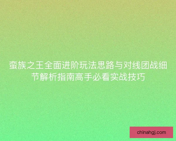 蛮族之王全面进阶玩法思路与对线团战细节解析指南高手必看实战技巧
