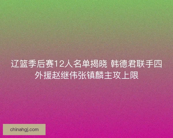 辽篮季后赛12人名单揭晓 韩德君联手四外援赵继伟张镇麟主攻上限 辽篮季后赛12人名单揭晓 韩德君联手四外援赵继伟张镇麟主攻上限