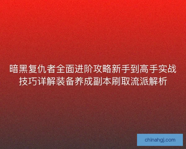 暗黑复仇者全面进阶攻略新手到高手实战技巧详解装备养成副本刷取流派解析